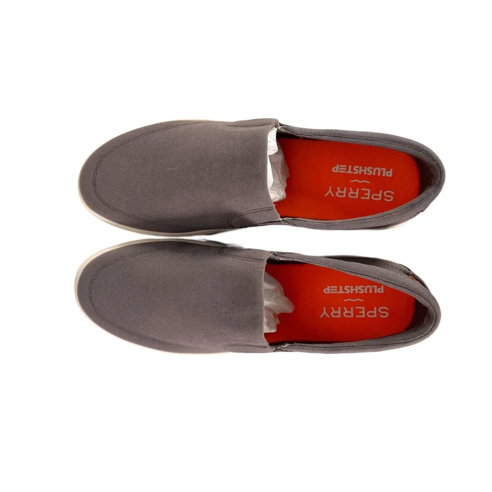 Men's Sperry Halyard Plush step Slip On Canvas Boat shoe Sneaker Gray 11.5